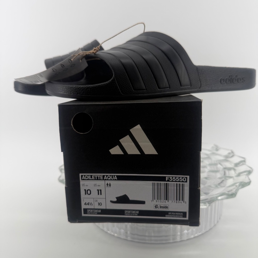 Adidas Adilette Aqua Slides Core Black Men 10 Women 11 F35550 New In Box